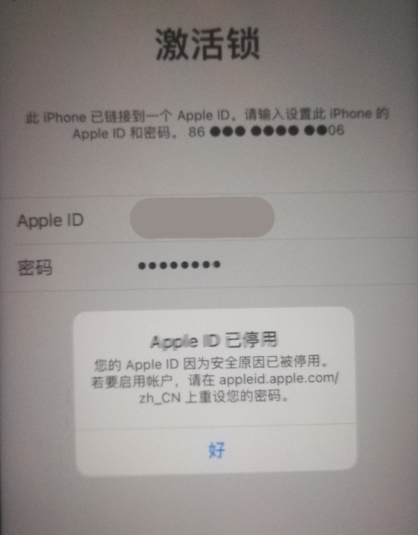 寻甸苹果手机维修分享iPhone 12 出现提示“Apple ID 已停用”怎么办 